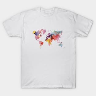 Watercolor world map, Africa centred T-Shirt